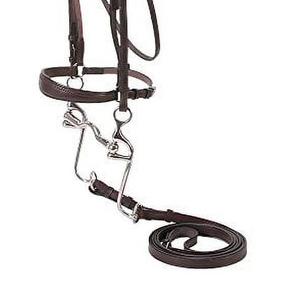 บังเหียนม้าหนังพร้อมสายรัดจมูกสีแดงและบิตโลหะสำหรับขี่ม้า - Product Image 6