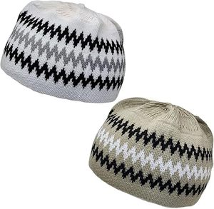 2 PCS Muslim Kufi Skull Cap Set for <b>Men</b> Soft Breathable <b>Islamic</b> Prayer Beanie Taqiyah Takke Ramadan Eid <b>Gift</b> - Product Image 4