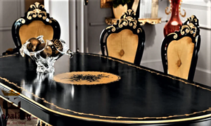 Victorian 8 Piece Dining Room Set Black Gold <b>Hand</b> Carved Wood Antique Extendable Solid Back <b>Chairs</b> - Product Image 3