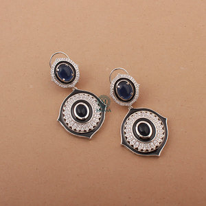 Nora <b>Sapphire</b> Blue CZ Designer <b>Drop</b> <b>Earrings</b> - Product Image 5
