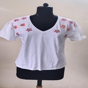 Women Cotton V Neck <b>T</b> <b>Shirt</b> Wholesale Manufacturer Supply for Best Price - Product Image 4