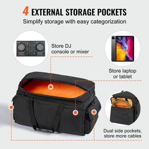 Borsa per Cavi DJ in Tessuto Oxford 1200D con 9 Divisori Staccabili, Tracolla Imbottita da 1,5 m e Base in Plastica Rinforzata per Chitarre - Product Image 5