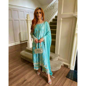 Conjunto de Top y Pantalones Palazzo para Mujer con Hermoso Bordado y Lentejuelas, Incluye Dupatta - Product Image 2