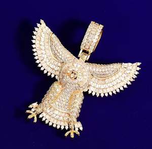 Collier Pendentif Aigle Iced Out Plaqué Or Micro Pavé CZ Diamant Breloque Oiseau Hip Hop avec Chaîne Corde Bijoux - Product Image 5
