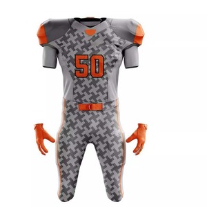 Ensemble complet d'uniformes de football américain respirants sur mesure, grandes tailles, manches courtes, service OEM, nom d'équipe thermocollé sur le devant - Product Image 1