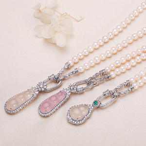 Colliers en perles d'eau douce finies en pulpe de jade blanc de Fudou Zhuji Jewelry, élégants et tendance, avec plusieurs styles pour les cadeaux - Product Image 2