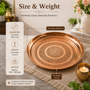 Ensemble de thali en cuivre fait main pour la Pooja, assiette traditionnelle pour la Puja, cadeau pour le festival Diwali, thali Aarti, décoration pour le temple à domicile, vente en gros - Product Image 4
