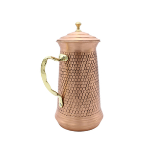 Hammered Copper Pitcher Pure Copper Water <b>Jug</b> for Serving Water <b>Drinks</b> and Beverages Kitchen Dining and Home Usage Supplies - Product Image 1