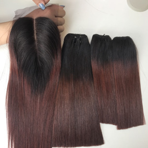 Vente en Gros de Cheveux Humains Vietnamiens Ombre Couleur Foncé Super Double Os Dessiné Droit Doux Paquet Swiss Curl Genius Trame - Product Image 1