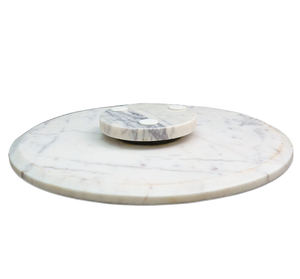 Base giratoria Lazy Susan de mármol y piedra, redonda, blanca, para mesa de comedor - Product Image 4