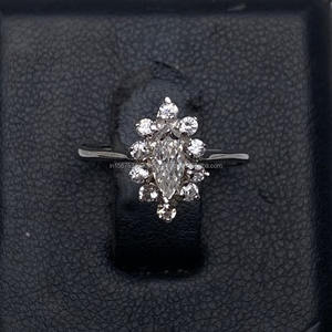 Anillo de compromiso de diamante cultivado en laboratorio de Estilo Vintage Marquesa de oro de 14 quilates, banda de fiesta de boda de diamante blanco de lujo para mujer, regalo fino - Product Image 1