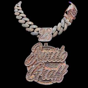 Colgante de Plata 925 con Letra Personalizada VVS Moissanite para Hombre, Joyería Hip Hop Iced Out, Pasa Prueba de Diamante - Product Image 1