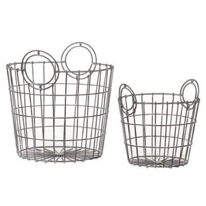 Organize Home Use Durable Vintage-Inspired Black Coated <b>Wire</b> <b>Storage</b> <b>Basket</b> With Wood Handle <b>For</b> Pantries Closets Use - Product Image 2