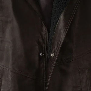 Men's Custom Colors Genuine Leather Vintage <b>Stand</b> Collar Front Logo Winter Warm Fashionable Casual Print Jacket - Product Image 3