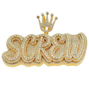 Pendentif Couronne Luxe Iced Out en Or avec Moissanite VVS, Bijou Hip Hop Tendance, Cadeau Unisexe - Product Image 2