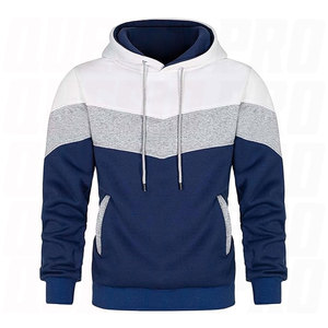 Mens Casual Pullover Hoodie Color Block Patchwork Sweatshirt Long Sleeve Fleece Hoodie with Pockets Comfortable Loose Fit - Product Image 1