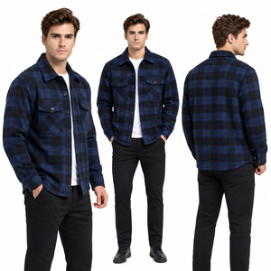 Plaid Flannel Shirt <b>Jacket</b> Men's Casual Turn Down Collar <b>Jacket</b> Long Sleeve Cotton <b>Checkered</b> Outerwear <b>Jacket</b> Button Down Top - Product Image 5