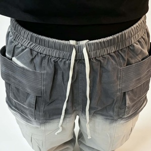 Men's Sun Fade Cargo Shorts Mid Waist Drawstring 100% Cotton 1/4 <b>Knee</b> Length Shorts for Summer - Product Image 3