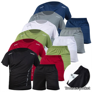 Ensemble 2 pièces homme couleur unie sur mesure 2026 – T-shirt et short d'été – Prix usine de gros - Product Image 1