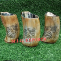 Mug authentique fait main en corne de vache Viking, écologique, style médiéval, pour bière/ale et hydromel, idéal pour la décoration intérieure et les cadeaux