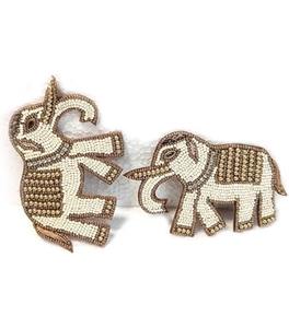 Aplique de Bordado Zari con Motivo de Elefante para Kurta, Lehenga, Dupatta, Bolsos y Adornos Textiles - Product Image 1