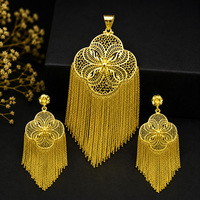 Ensemble de pendentifs de mariée plaqué or 14K 18K 24K, design floral tendance, style africain, turc, Dubaï, éthiopien, érythréen, vente en gros