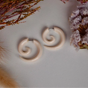 Natural Bone Hoop <b>Earrings</b> Lightweight Craftwork - Product Image 1
