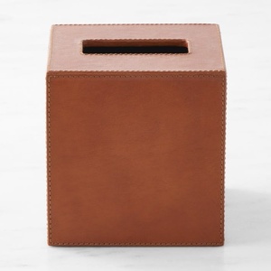 Minimalist Square PU Leather Tissue Box Cover Decorative Facial Tissue Holder Modern Tissue Dispenser for Home Office Hotel <b>Bath</b> - Product Image 1