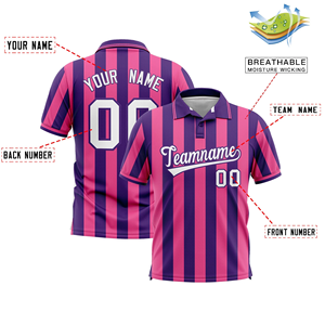เสื้อโปโลชายลายทาง แขนสั้น ระบายอากาศได้ดี ผลิตจากโพลีเอสเตอร์ สำหรับทีม พร้อมโลโก้ดิจิทัลพิมพ์ด้านหน้า - Product Image 2