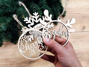 Whimsy Art Craft Personalized Handmade Modern Wooden Christmas Ornaments Custom Holiday Baubles - Product Image 1