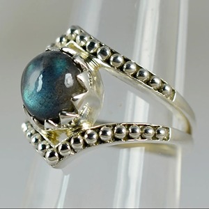 <b>Labradorite</b> <b>Ring</b> 925 Sterling Silver Handmade Boho Statement Promise Jewelry for Women Natural Round Shape Gemstone Jewelry - Product Image 4