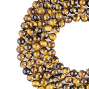 Venta al por mayor con garantía comercial: Cuentas de piedra natural Ojo de Tigre de 8mm pulidas y grabadas con láser, hilo de cuentas ALIZA AGATE EXPORTS para manualidades DIY - Product Image 1