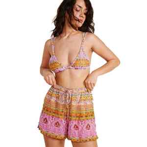 Shorts de Playa para Mujer, Diseño Floral, Impresión Digital, Tela de Secado Rápido, Transpirable, Logotipo Personalizado, Estilo Isleño, Verano - Product Image 1