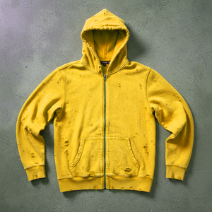 High Quality <b>Men</b> Custom Logo Cotton French Terry Acid Washed Zipup Double Zipper Zip up Hoodie Manufacturer - Product Image 2