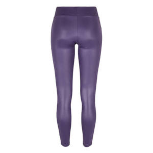 Leggings morados de cintura alta, ajustados, estilo deportivo, transpirables, de punto, con elastano, nailon y cuero. - Product Image 6