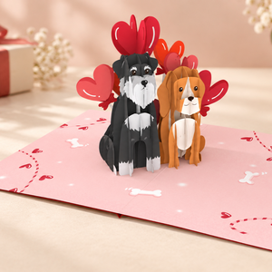 Tarjeta 3D Pop Up con diseño de pareja de perros adorables, tema de amor, con sobre, tarjeta hecha a mano con corazón, tarjeta de felicitación para pareja. - Product Image 1