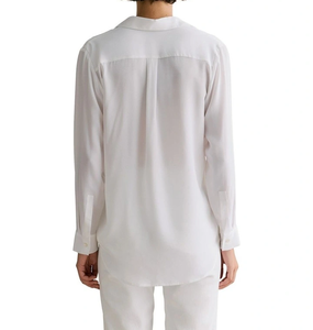Camisa Blanca de Mujer con Botones, Manga Larga, Corte Holgado Informal, Cuello Clásico, para Oficina, Blusa Minimalista, Elegante, para Uso Diario - Product Image 3
