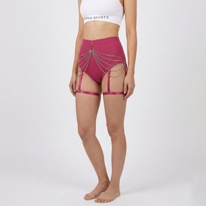 Women's Hypen Sports <b>Booty</b> Gym Shorts-Skinny Fit Mid Waist Chain-Link Design 260g Heat-Transfer Printed Polyester/Cotton Sporty - Product Image 1