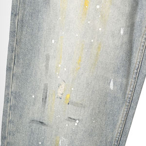 Jeans de Mezclilla de Cintura Media y Pierna Ancha con Lavado Decolorado, Ajuste Holgado, Algodón Transpirable, Ecológico, Ligero e Informal - Product Image 3