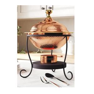 Plat à chafing en cuivre martelé de luxe avec support et couvercle en dôme, chauffe-plats pour buffet, idéal pour l'hôtellerie et la restauration. - Product Image 1