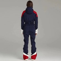Combinaison de ski et snowboard pour femme, une pièce, imperméable, à capuche, avec fermeture éclair, motif color block, imprimé numérique - Tex Suit