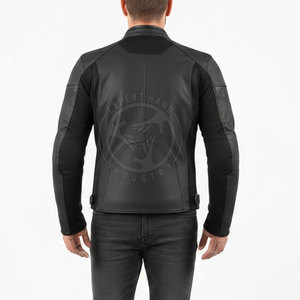 Blouson de moto en cuir pour homme, respirant, léger, multi-poches, protections intégrées, coupe ajustée. - Product Image 4