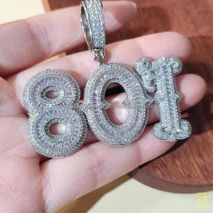 จี้เพชรเลี้ยงในห้องปฏิบัติการสุดหรู รุ่น "801" สร้อยคอเงิน เครื่องประดับฮิปฮอป ขายส่ง - Product Image 4