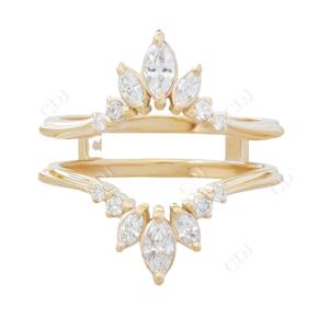 Anillos de boda de oro único de 14 quilates de moissanita Marquesa y redonda, elegante anillo de diamante certificado GRA para mujer, joyería de moissanita - Product Image 2