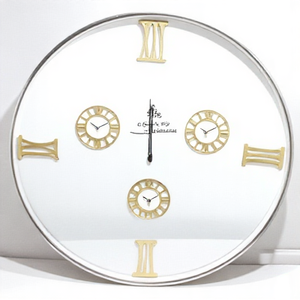 Horloge murale en acier inoxydable, style industriel moderne, circulaire, quartz, personnalisée, grande, silencieuse, salon - Product Image 1