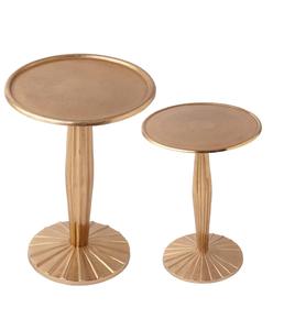 Ensemble de tables d'appoint Art Déco en laiton, base géométrique ronde, décoration de salon intérieur, design durable - Product Image 2