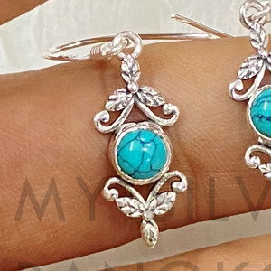 925 <b>Sterling</b> <b>Silver</b> Hook Wire Fine <b>Hoop</b> Earrings Whit Gemstone Handmade Jewelry Designer Factory Wholesale Jewelry Supply Bulk - Product Image 2