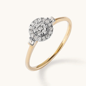 Bague de fiançailles pour femme en or massif 18 carats avec diamants en grappe, taille brillant rond, style classique - Product Image 1