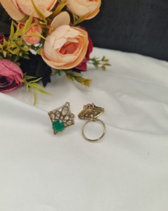 Wholesale Square Shape Kundan Gem Stone <b>Adjustable</b> <b>Ring</b> Artificial Imitation Jewellery For Women Wedding Reception Manufacturers - Product Image 2