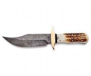 Damascus Steel Swept-<b>Profile</b> Craft <b>Tool</b> Stag Handle Executive Display Piece - Product Image 3